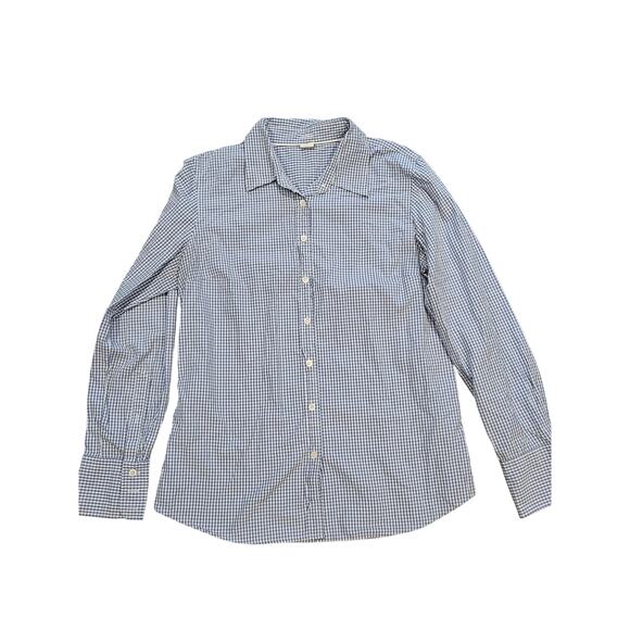J Crew Womens Kathryn Slim Fit button down Dress Shirt blue gingham plaid preppy - Picture 1 of 7